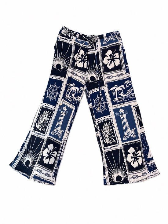 Calypso St. Barth Pants - Calypso St. Barth nautical wide leg beach pants, navy blue & white ⚓️